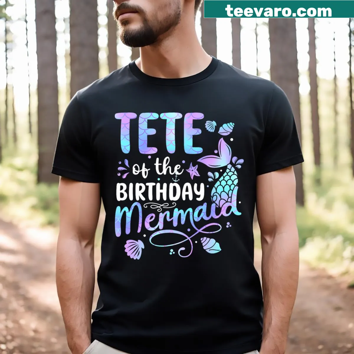 Whimsical birthday mermaid design for mothers. — on a men's t-shirt