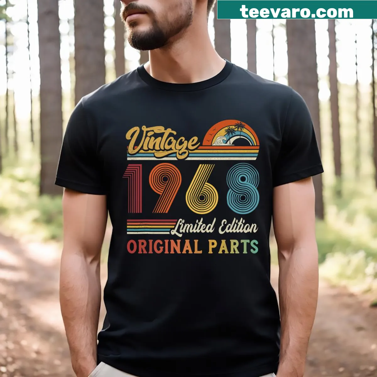 Vintage T-shirt celebrating 1968 original parts — on a men's t-shirt