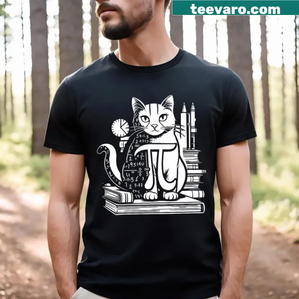 V-neck T-shirt with 'Happy Pi Day 2024' text for math lovers