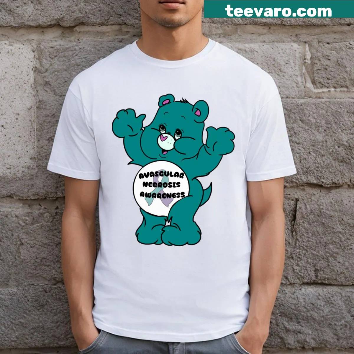 Avascular Necrosis Awareness T-shirt with meaningful graphic design — on a men's t-shirt