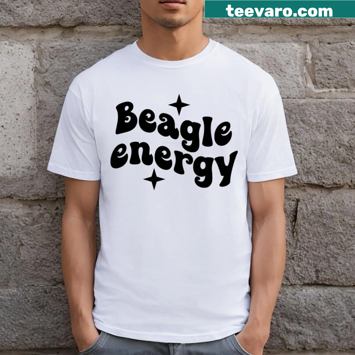 Illustration of a beagle with a bandana on a T-shirt — on a men's t-shirt