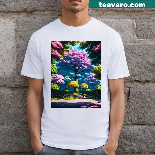 Illustration of an ancient cherry tree in bloom