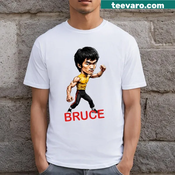 Illustration of Bruce Lee in an iconic pose, celebrating his martial arts legacy