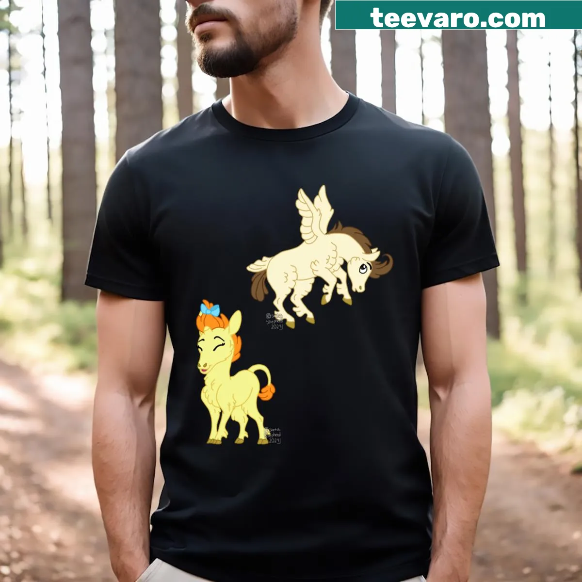 Cartoon design of two twin cakes on a T-shirt. — on a men's t-shirt