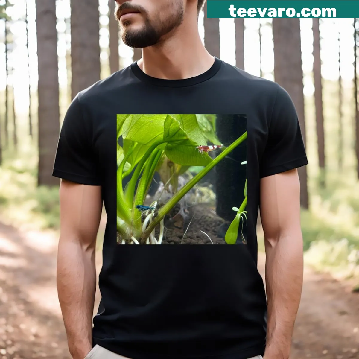 Illustration of Caridina shrimp on t-shirt — on a men's t-shirt