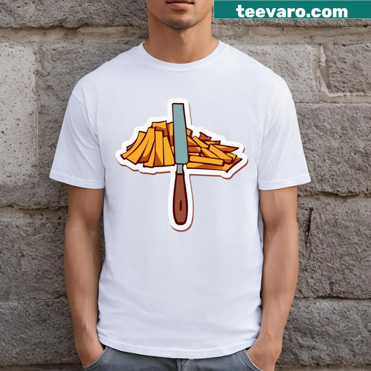 Illustration of carpentry tools on a craft-themed t-shirt — on a men's t-shirt