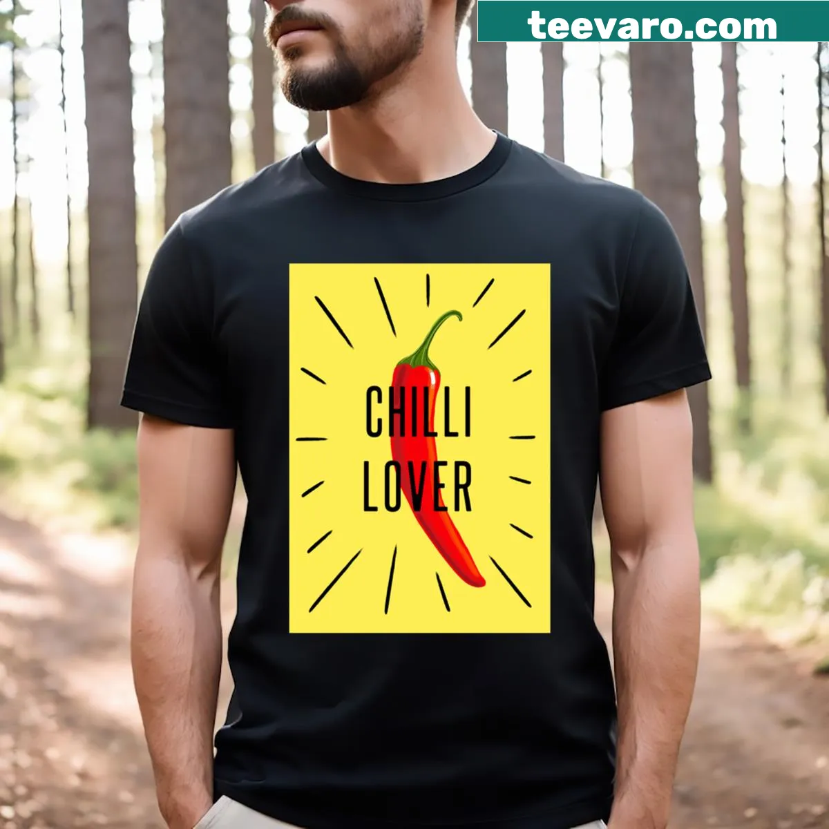 T-shirt with a bold graphic celebrating chilli lovers. — on a men's t-shirt