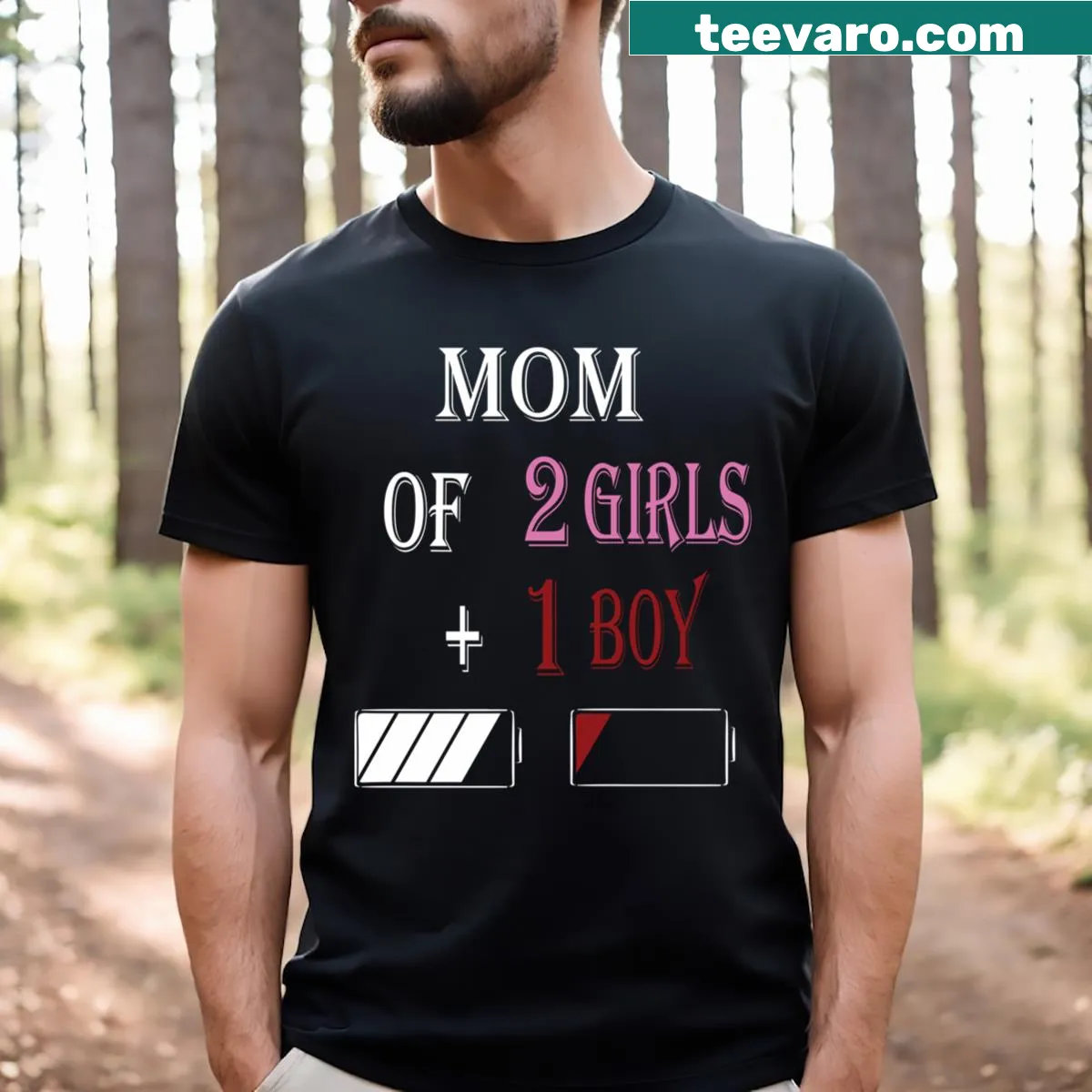 Funny T-shirt for a mom of three with humorous text — on a men's t-shirt