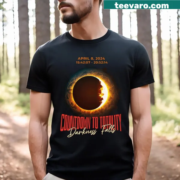 T-shirt depicting a countdown graphic for a total eclipse.