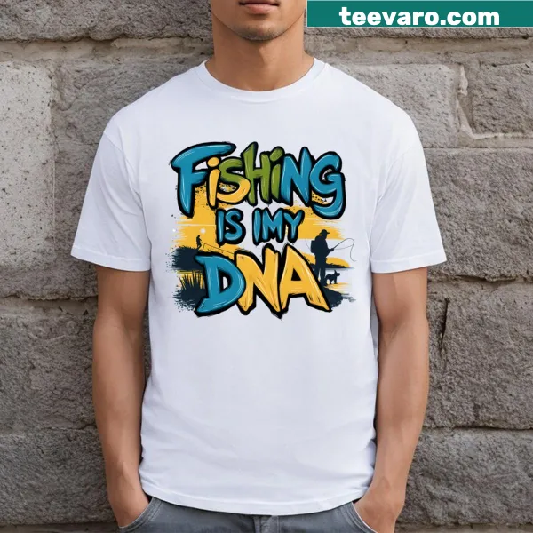 Graphic t-shirt with 'Fishing Hobbies In My DNA' text