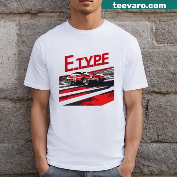Vintage car T-shirt featuring the iconic E Type from 1960