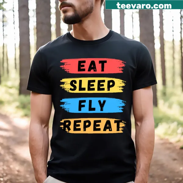 Eat Sleep Fly Repeat travel-themed t-shirt