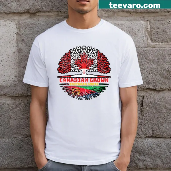 T-shirt with Eritrean flag and Canadian tree roots design