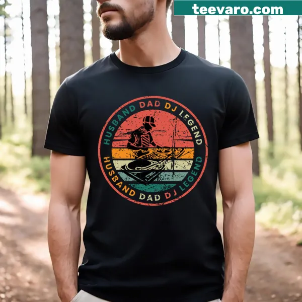 Vintage Dj Dad t-shirt with humorous text and graphic