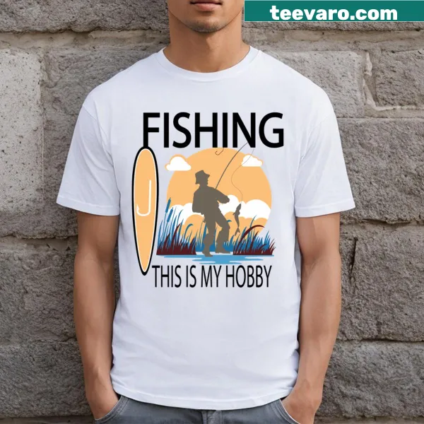 Typography design that emphasizes fishing as a hobby on a T-shirt.