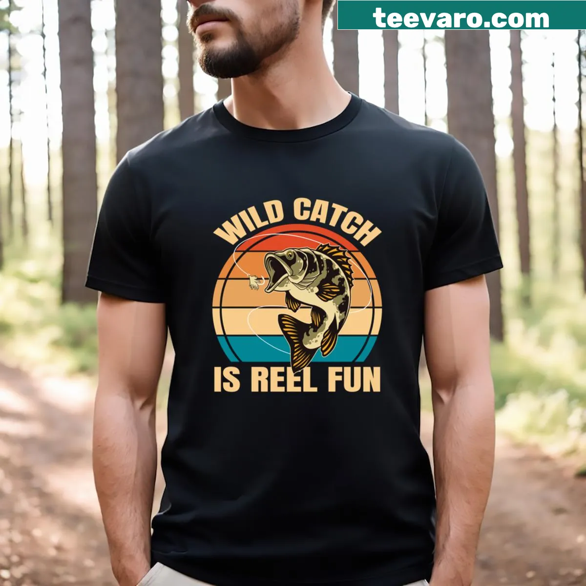 T-shirt with a humorous fishing pun design — on a men's t-shirt