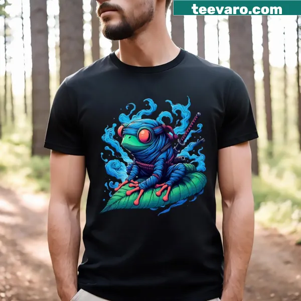 Cartoon ninja samurai frog graphic t-shirt