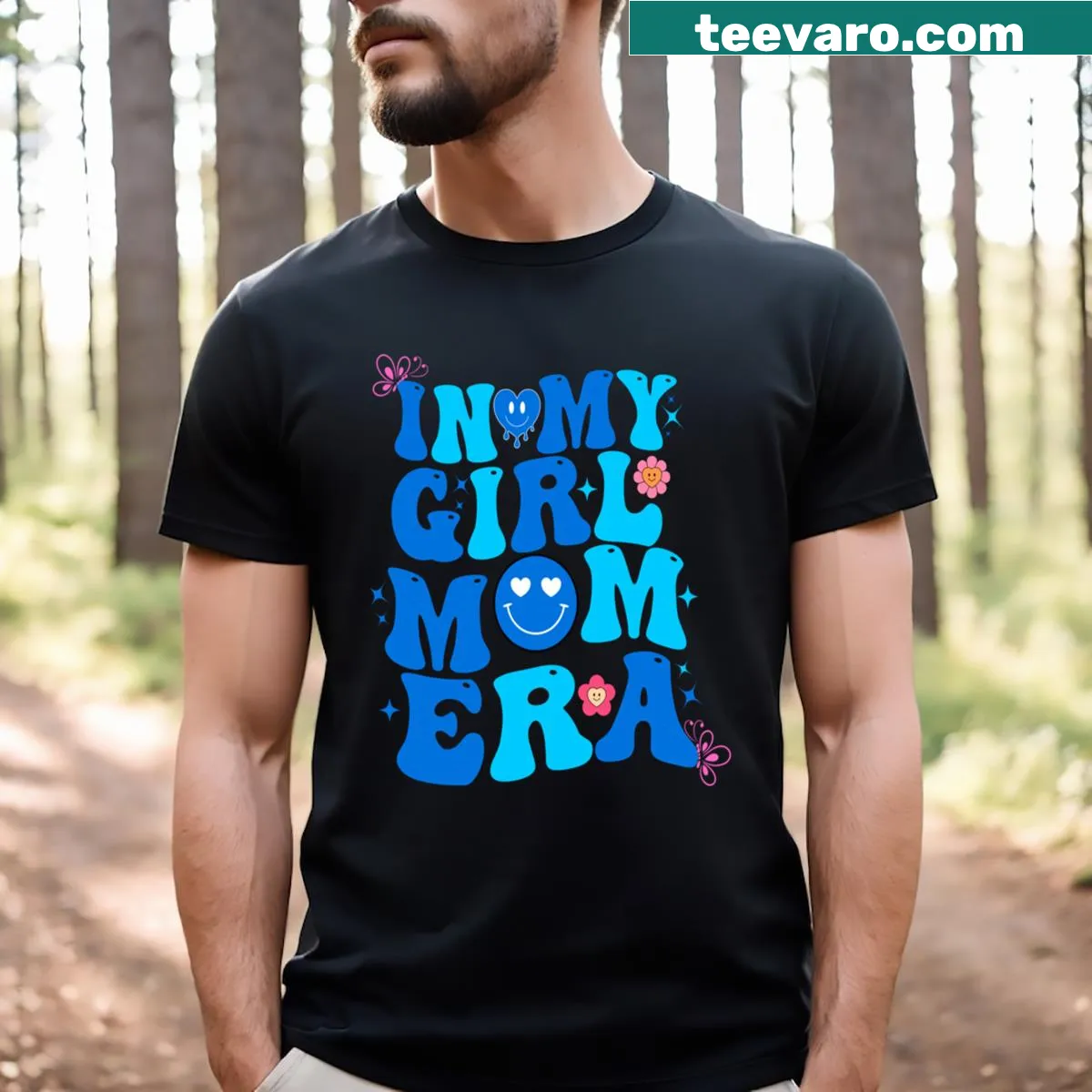 Retro groovy design celebrating motherhood — on a men's t-shirt
