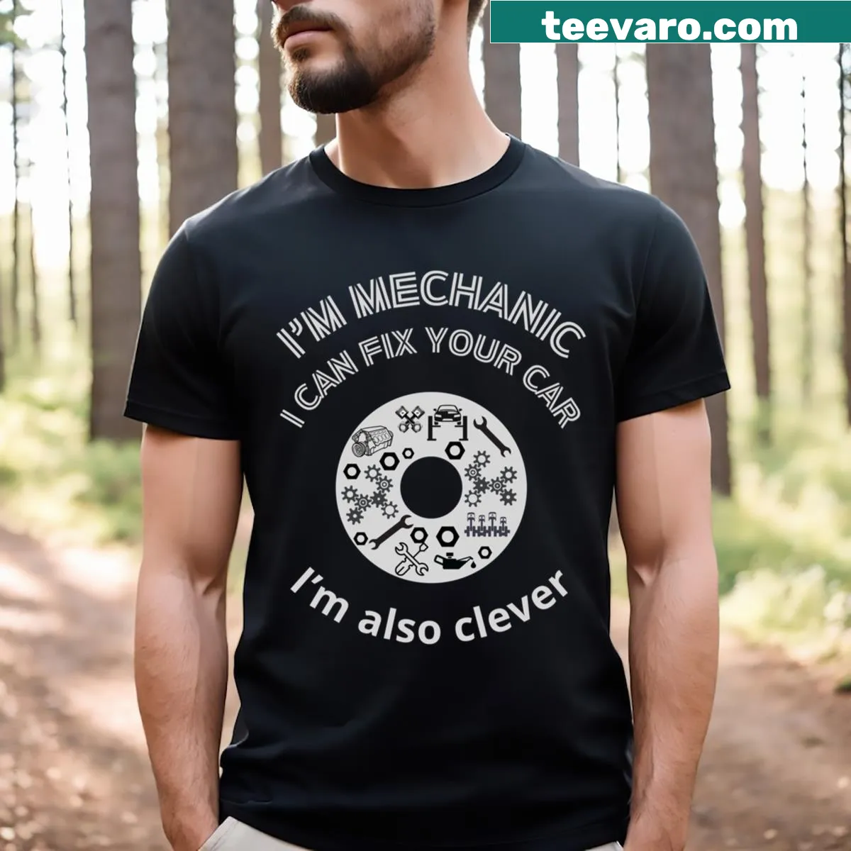 Funny mechanic-themed T-shirt with humorous text. — on a men's t-shirt