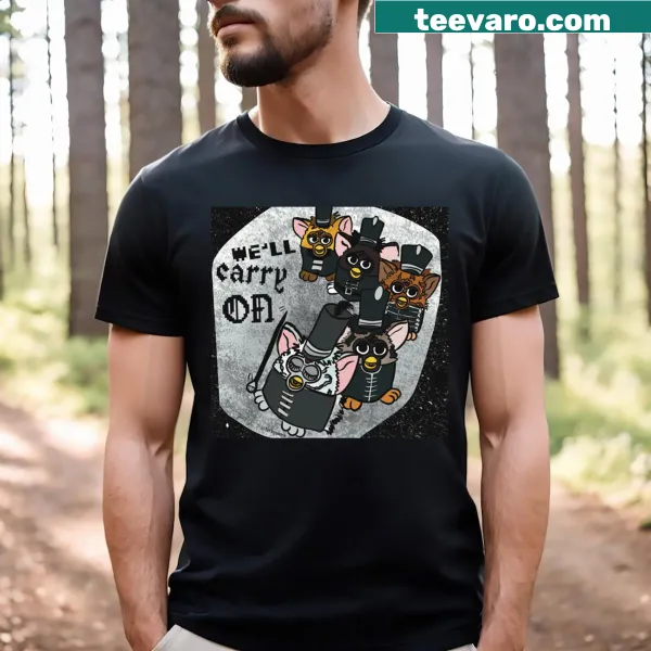 T-shirt featuring a nostalgic graphic of Furby in a parade