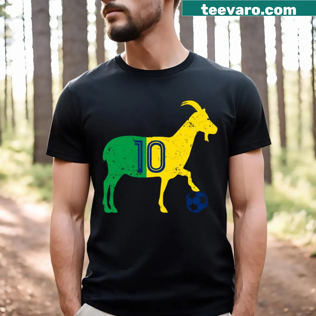 Vintage Goat 10 T-shirt for men and kids celebrating soccer — on a men's t-shirt