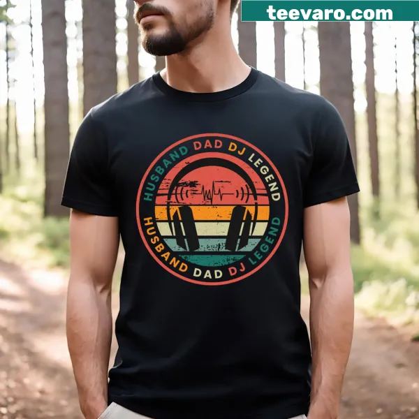 Vintage-style 'Awesome DJ Dad' text on a t-shirt