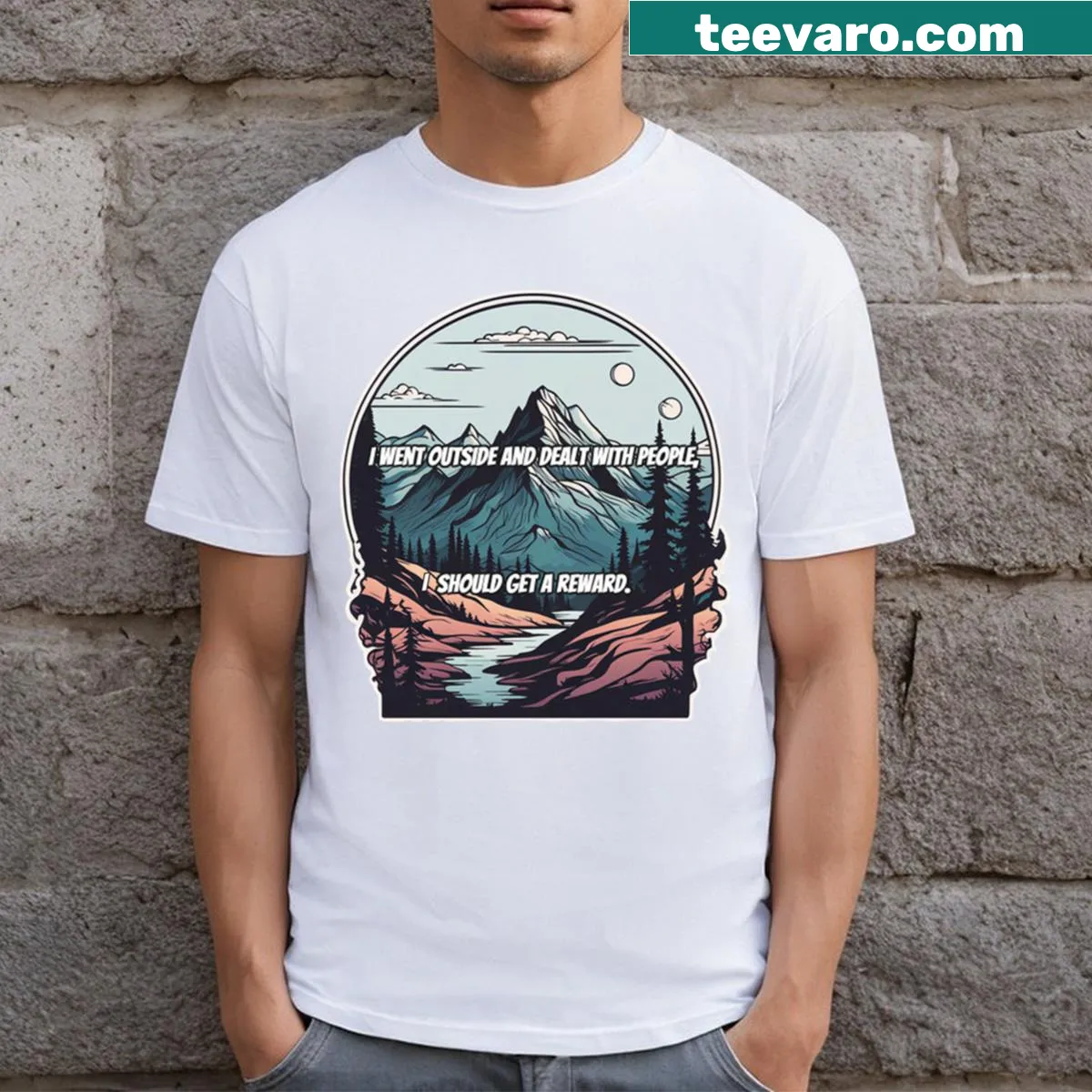 Minimalist t-shirt with bold text stating 'I Went Outside' — on a men's t-shirt