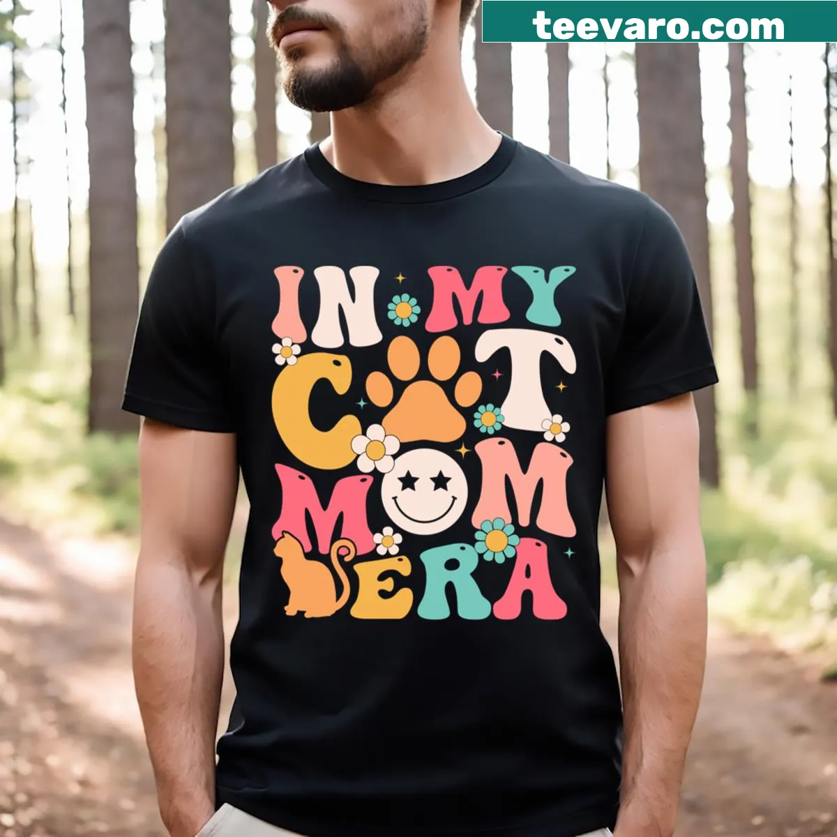 Funny t-shirt for cat moms celebrating their role — on a men's t-shirt