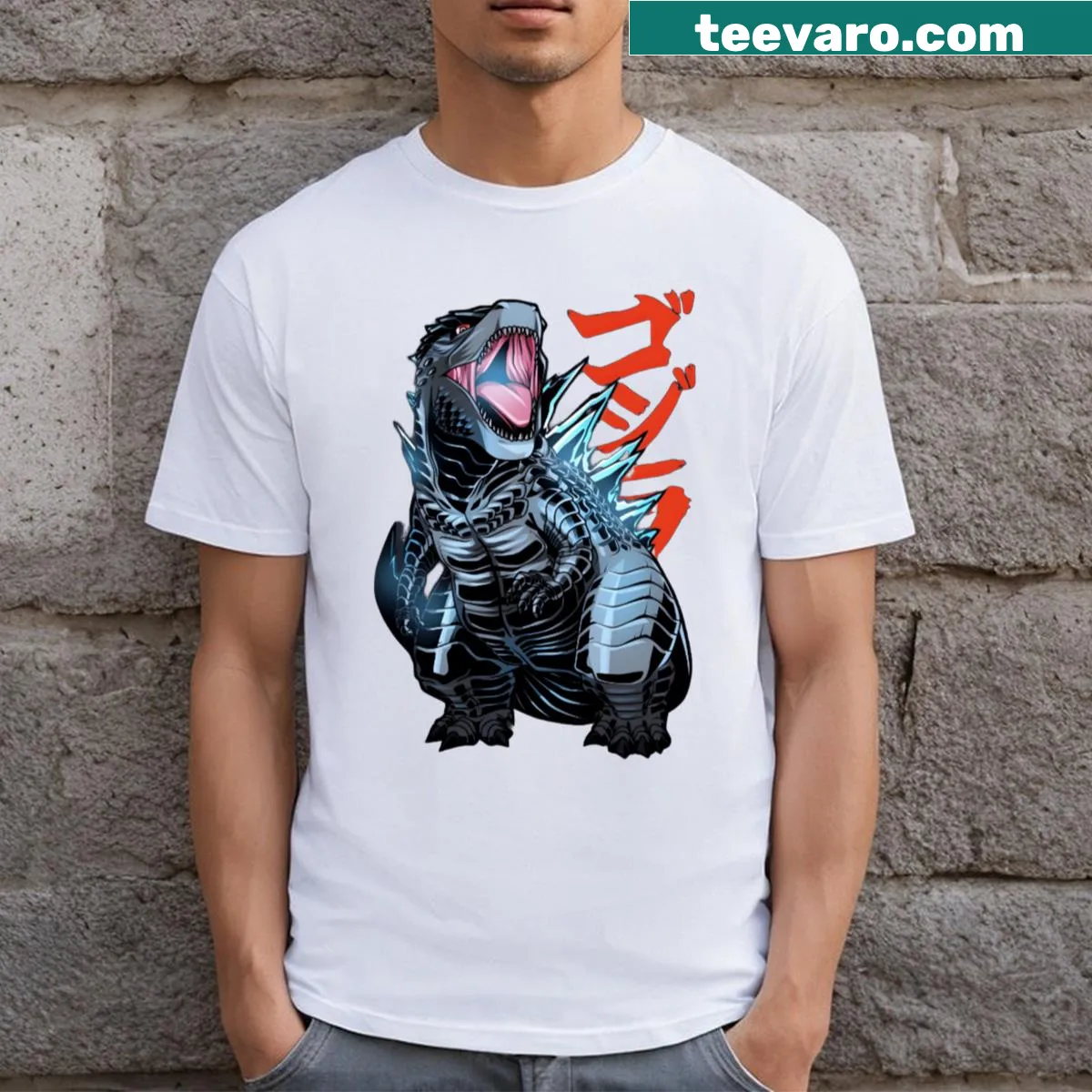 Powerful monster themed t-shirt with bold graphics — on a men's t-shirt