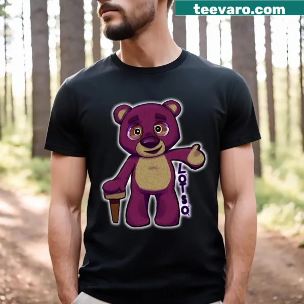 Lotso sticker-style graphic T-shirt featuring the character from Toy Story