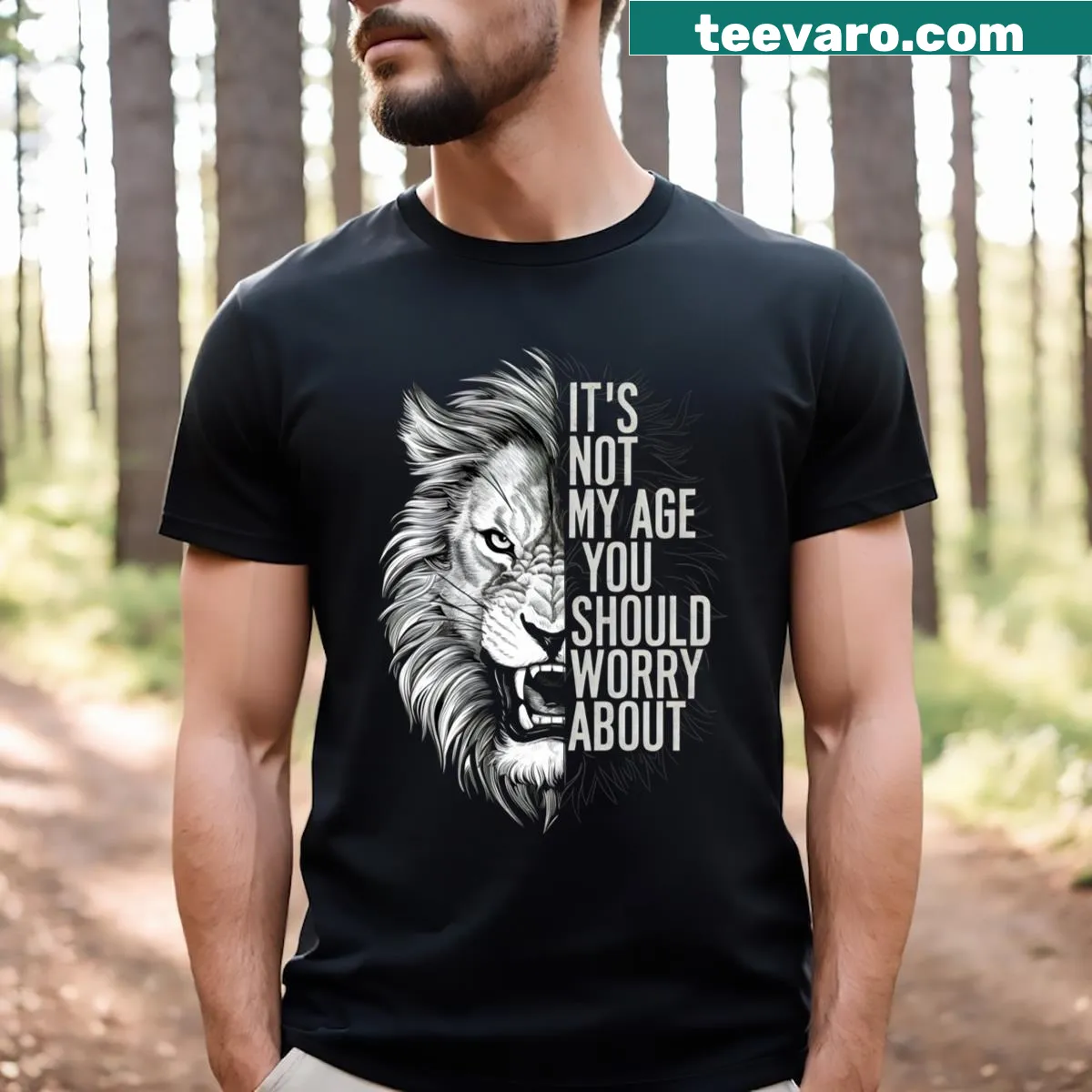 T-shirt featuring a majestic lion graphic symbolizing strength — on a men's t-shirt