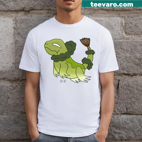 Playful kaiju design featuring matcha theme