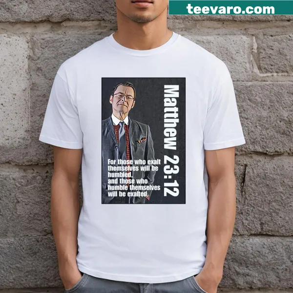 Inspirational Matthew 23:12 text T-shirt with simple design