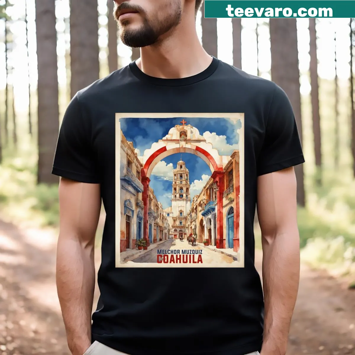 Vintage travel T-shirt for Melchor Muzquiz Coahuila — on a men's t-shirt
