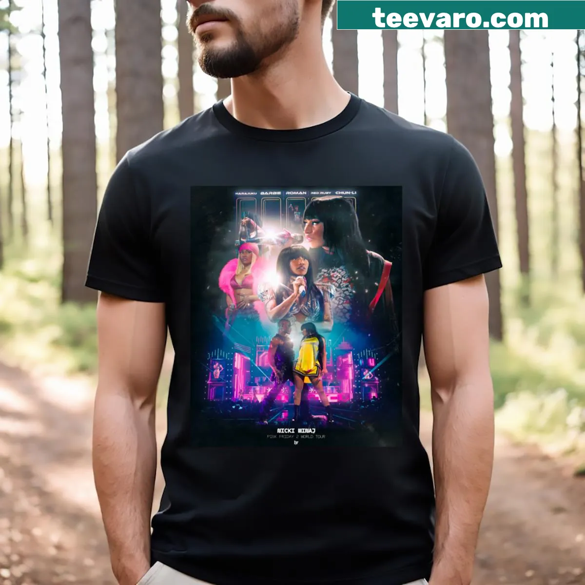 Illustration T-shirt celebrating Nicki Minaj with playful graphics — on a men's t-shirt