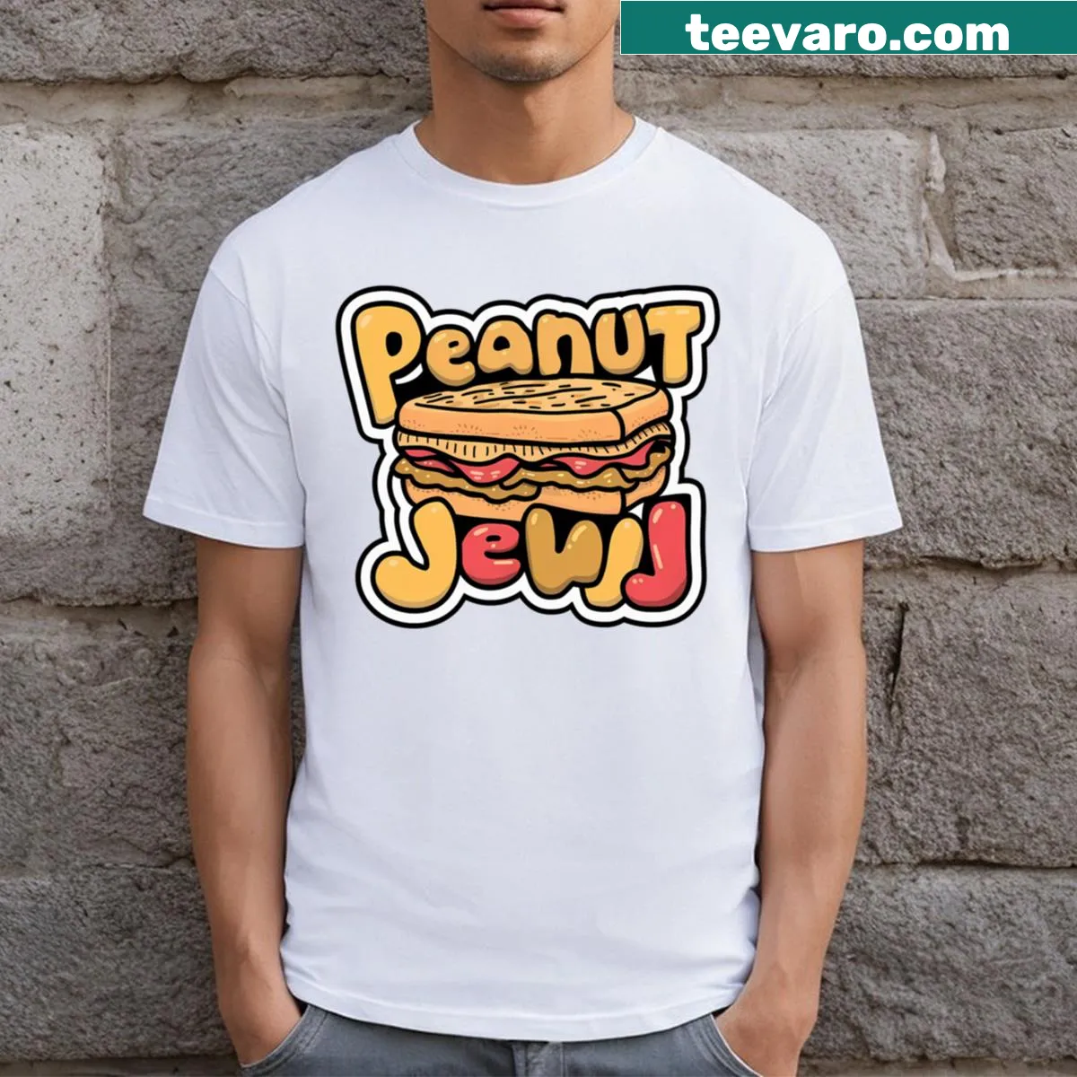 Playful Peanut Butter Jelly T-shirt celebrating the classic sandwich — on a men's t-shirt