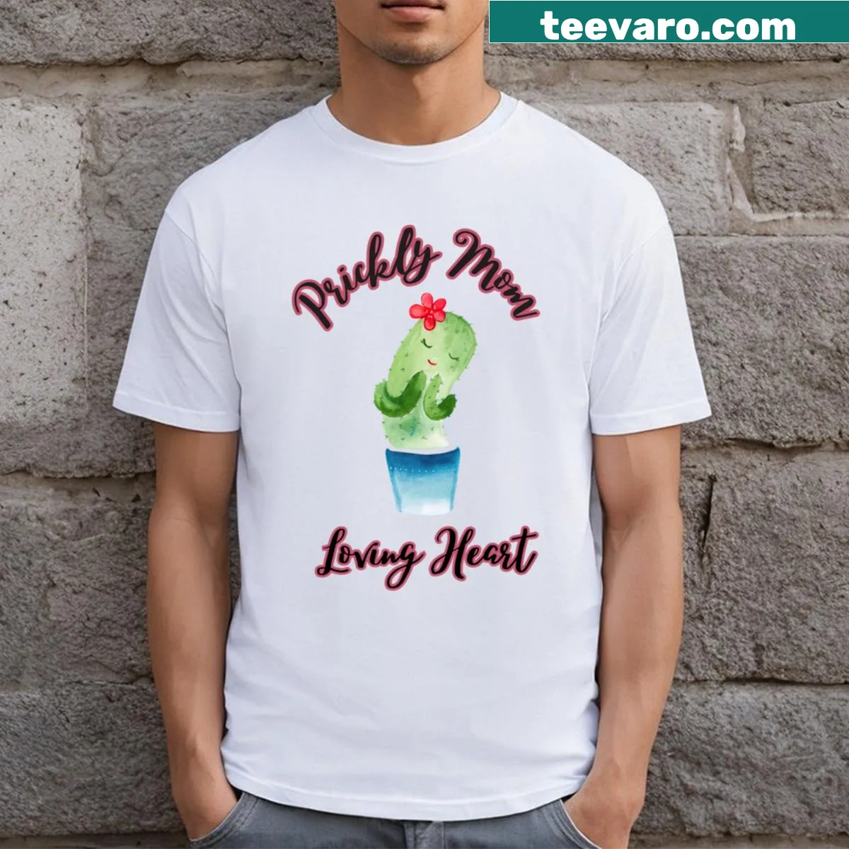 T-shirt with a heart graphic celebrating the unique love of a mom — on a men's t-shirt