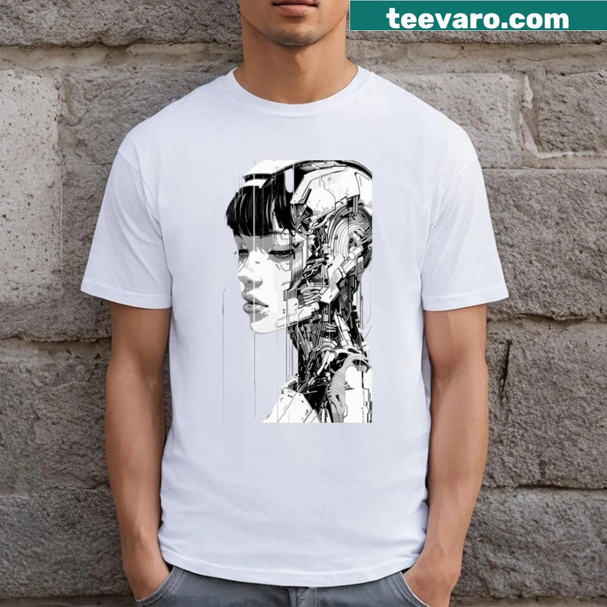 Cyberpunk T-shirt inspired by Blade Runner with replicant design — on a men's t-shirt