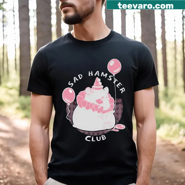 Illustrated t-shirt with a sad hamster design