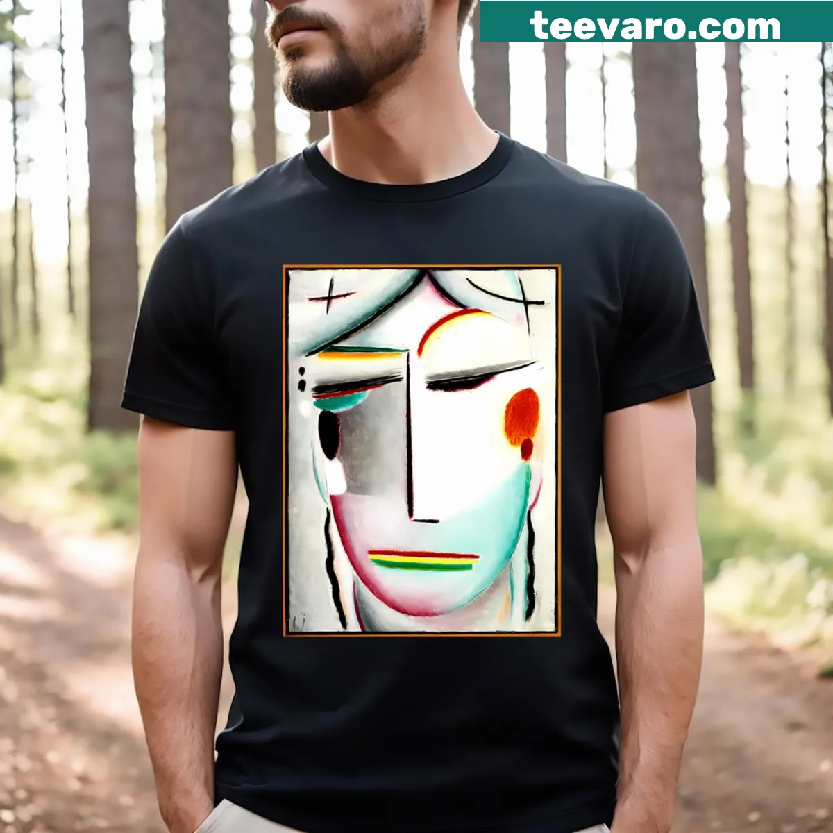 Art-inspired t-shirt featuring a Buddha illustration by Alexei Jawlensky — on a men's t-shirt