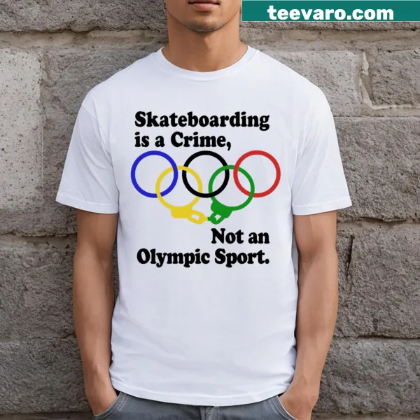 Edgy T-shirt with the phrase 'Skateboarding Is A Crime'