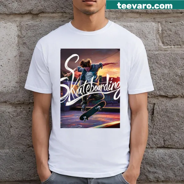 Bold T-shirt celebrating the sport of skateboarding