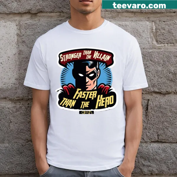 Whimsical superhero graphic on T-shirt