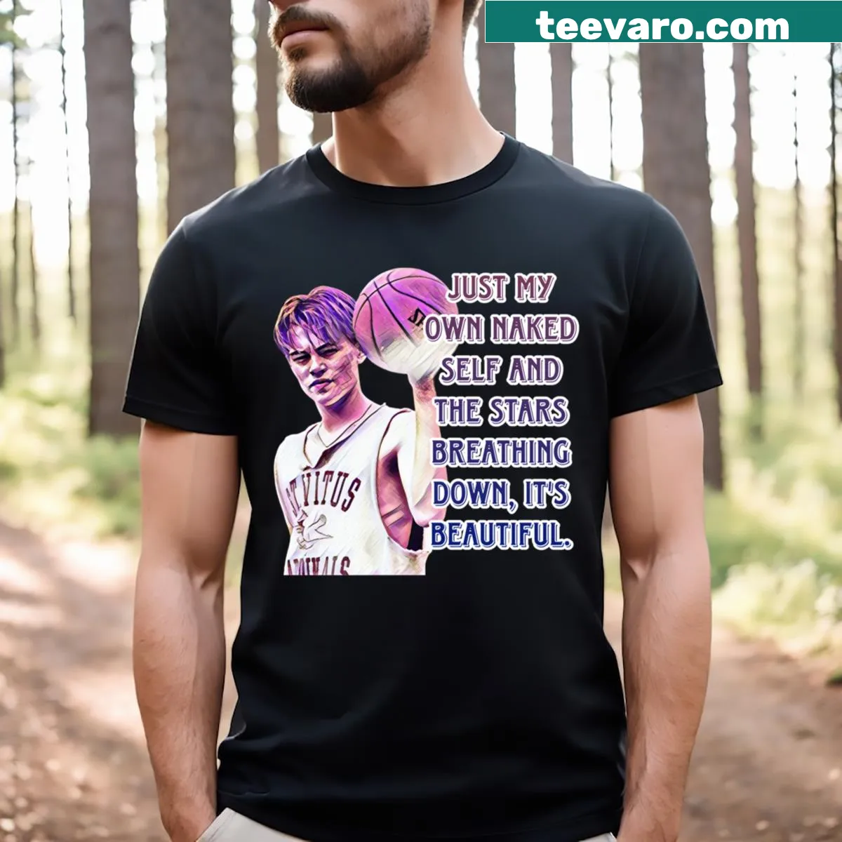 Graphic T-shirt honoring The Basketball Diaries movie — on a men's t-shirt