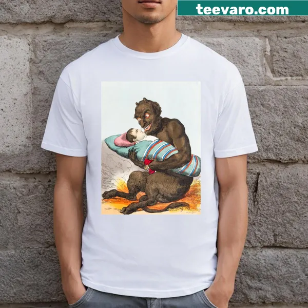 Charming illustration of the Devil's Darling character on T-shirt.