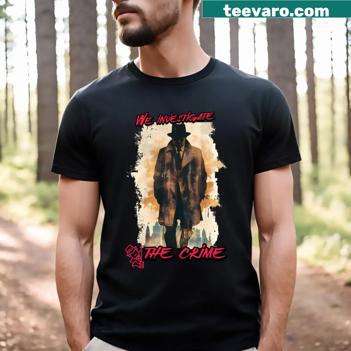 Illustration depicting 'The Shadow of Destiny' theme of fate — on a men's t-shirt