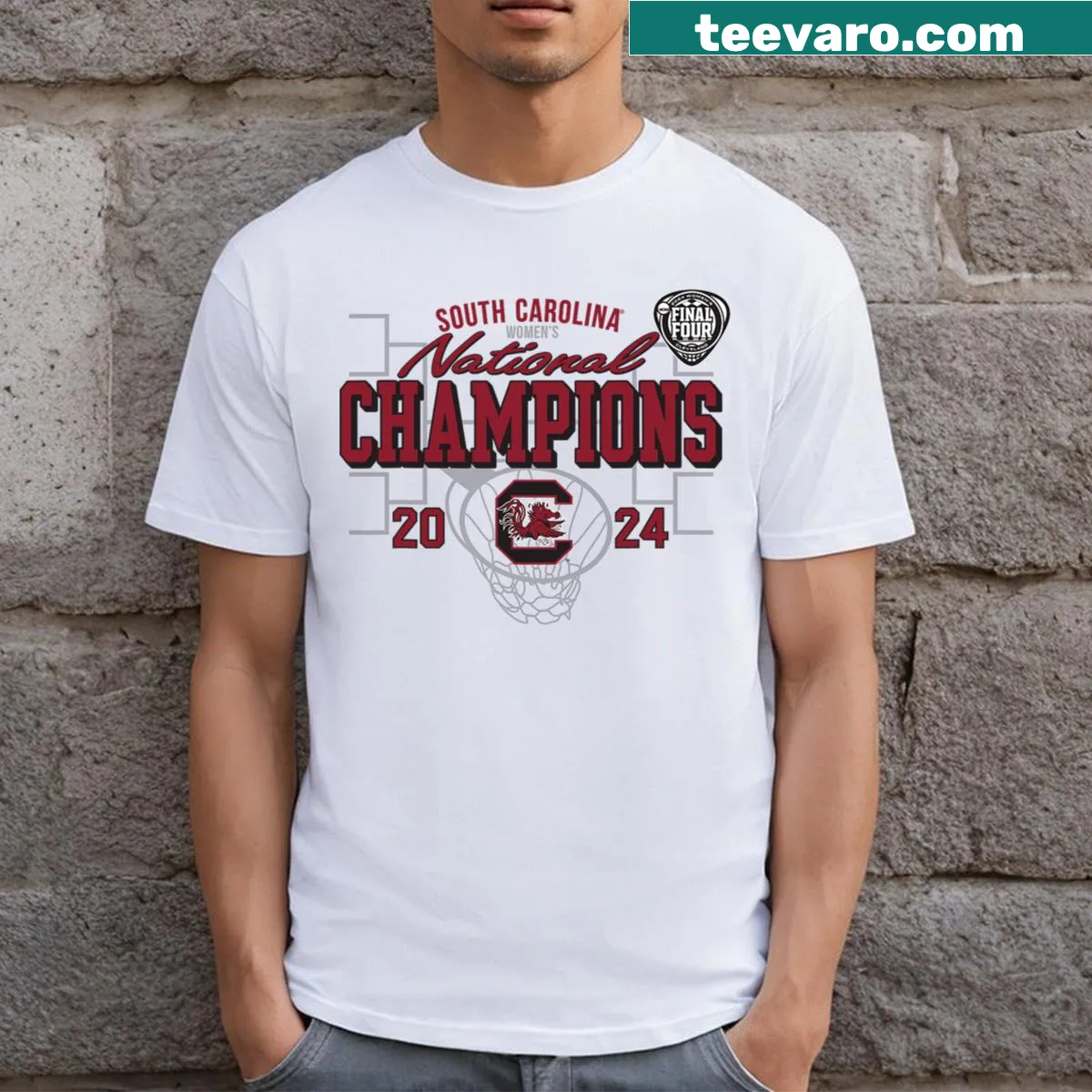 USC Gamecocks National Champs 2024 basketball T-shirt for proud fans. — on a men's t-shirt