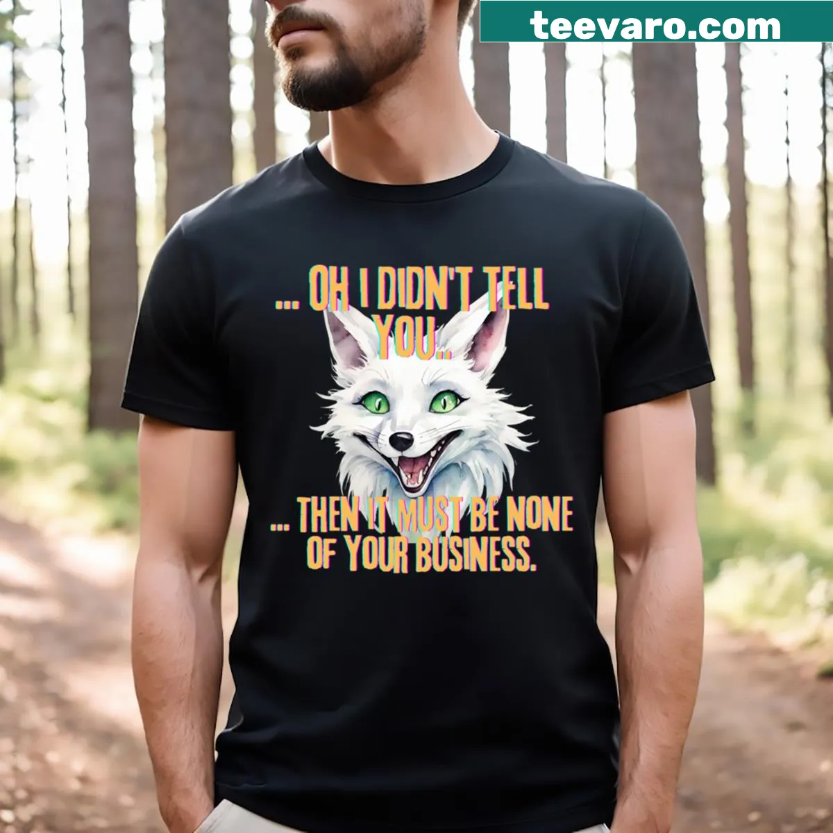 Funny typography T-shirt with the phrase about foxes — on a men's t-shirt
