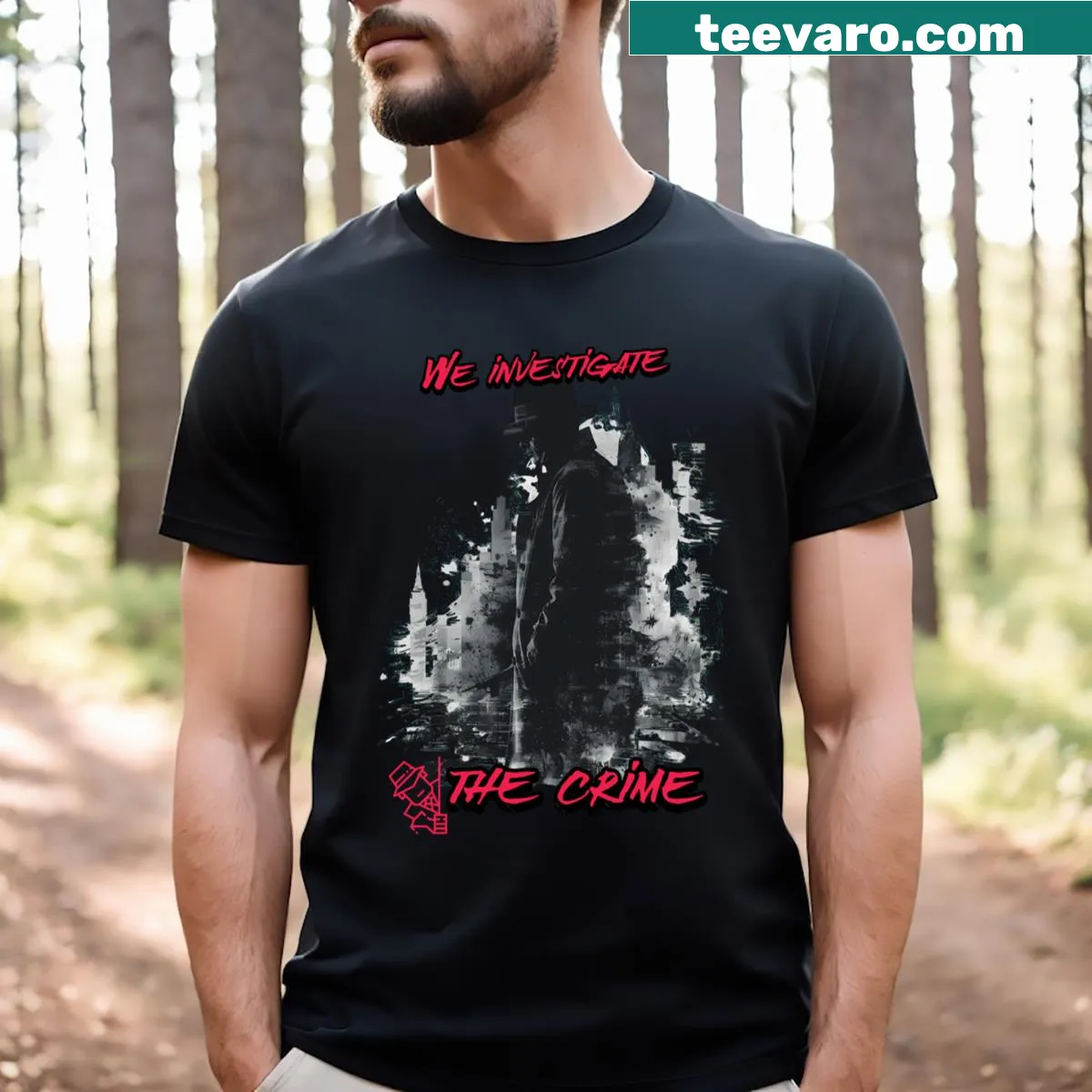Minimalist T-shirt featuring the phrase Whispers In The Dark in clean typography — on a men's t-shirt