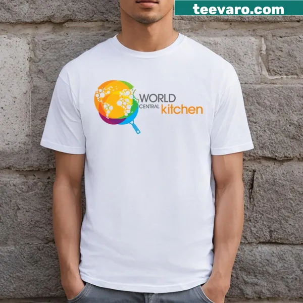 World Central Kitchen logo graphic t-shirt emphasizing food relief efforts